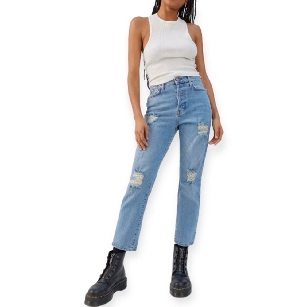 BDG 25 (0) High-Waisted Slim Straight Jeans Urban Outfitters Womens Distressed